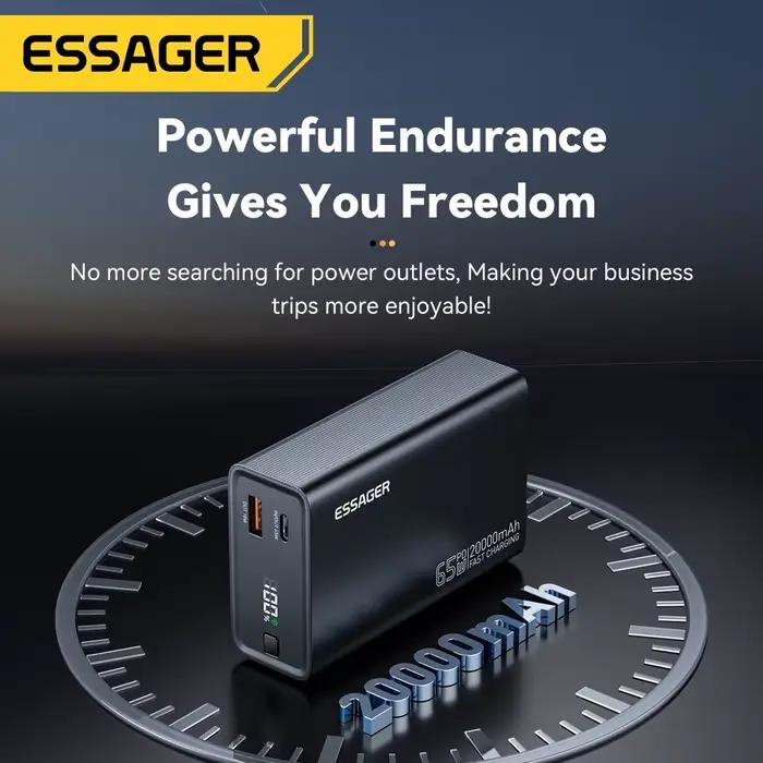 Essager batterie externe 20000mAh Portable PD 65W charge rapide téléphone