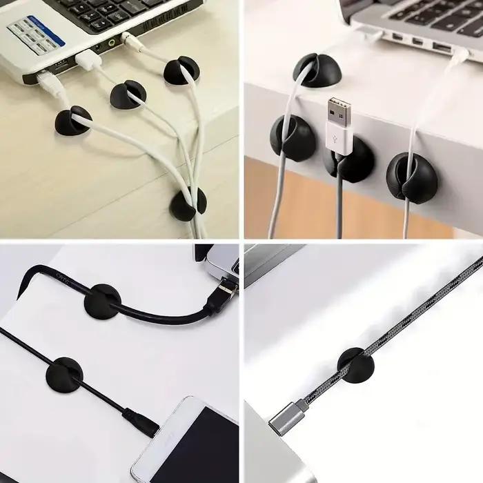 Lot de 6 clips de câble adhésif pour bureau