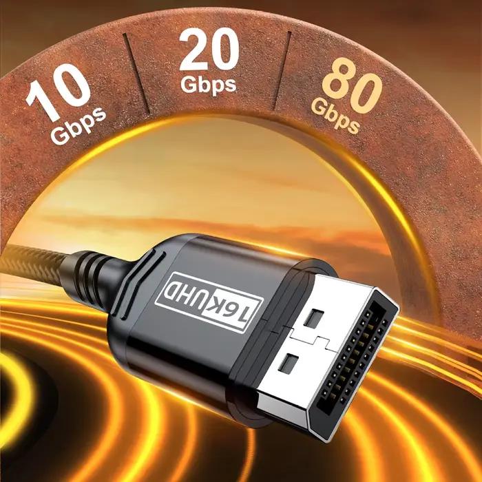 Câble 16K DP 2.1 80Gbps 12Bit HDR VRR Displayport pour TV PC ordinateur adaptateur de port d'affichage Xbox 1M 2M 3M 5M cordon vidéo Long