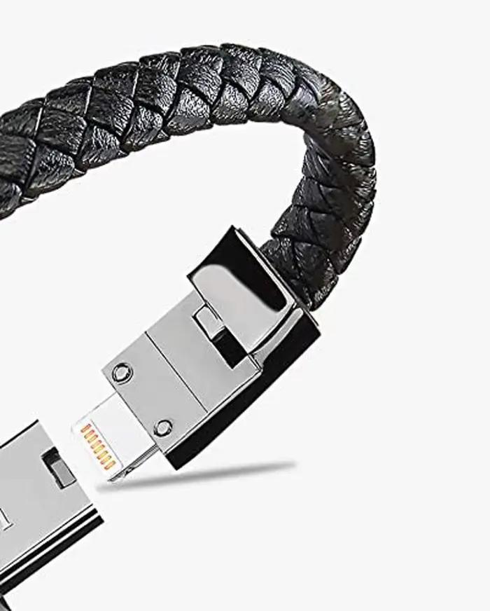 Bracelet USB ILEPO Câble de Charge Rapide en Tresse Compatible Micro-USB et Type-C pour Smartphones Occasions Spéciales Hommes Femmes