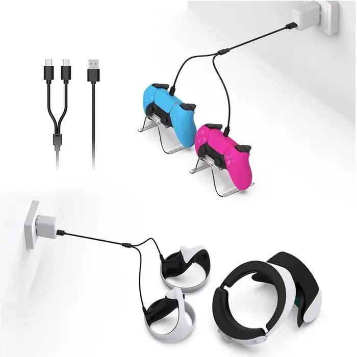 Câble de chargement Tahnuhna pour PS VR2, Switch et PS5, câble USB Type-C 2 en 1, ligne de données pour joueurs et réalité virtuelle