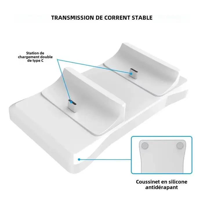 Station de charge double sans fil pour contr&ocirc;leurs PS5 GAMINJA rapide et s&eacutecure pour gamer et familles occasions spéciales
