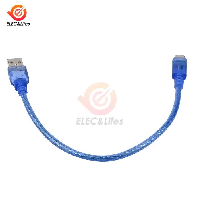 Câble OTG USB-C bleu Transparent 30 cm court en nylon tressé