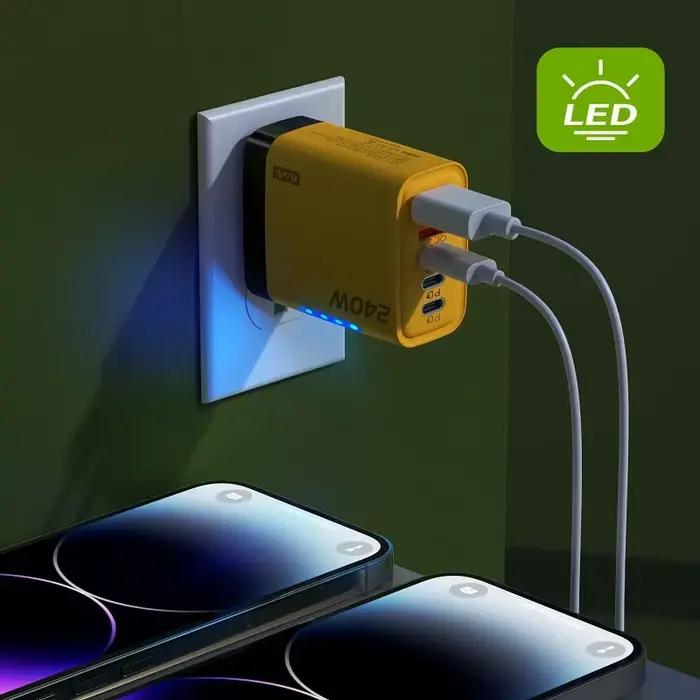 Chargeur rapide GaN 240W avec lumière LED