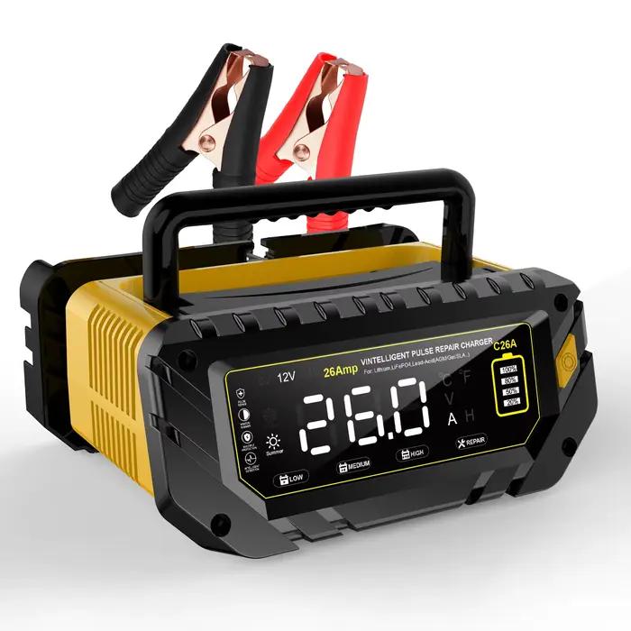 Chargeur de batterie de voiture 6V-12V-24V 26A/30A pour Auto Moto Lithium LiFePO4 plomb-acide SLA Gel AGM