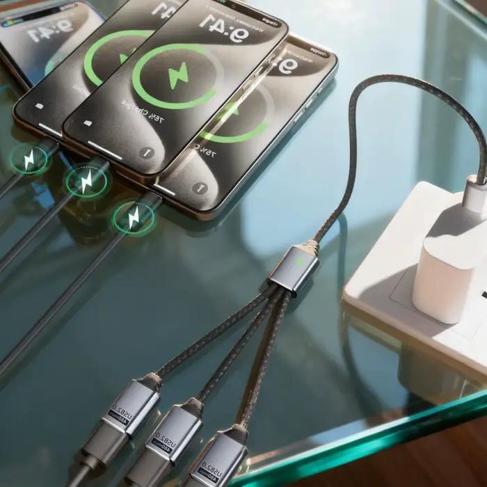 Câble séparateur USB A/Type C 3 en 1