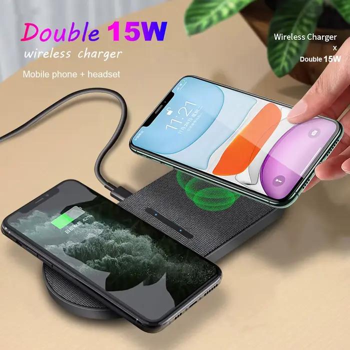 Chargeur sans fil 2 en 1 pour Samsung 15W compatible 14 13 12 Pro Max 11 XS Poly X 8 S23 S22 S21 S20 occasionnels et voyageurs
