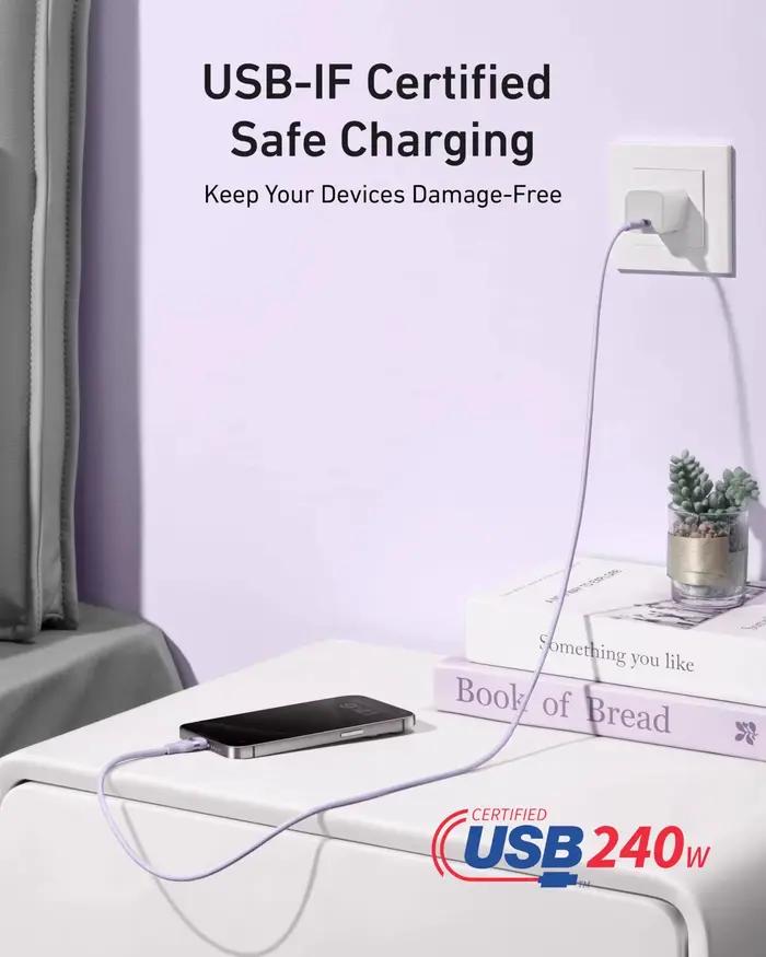 Nouveau câble USB-C vers USB-C Anker 240W 3ft et 6ft tressé recyclé pour téléphone, tablette, ordinateur portable et appareils intelligents, cadeau éco-responsable