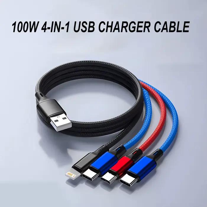 Câble de chargeur multiple 4 en 1 pour iPhone 15 14 13Pro Max Mini 3 en 1