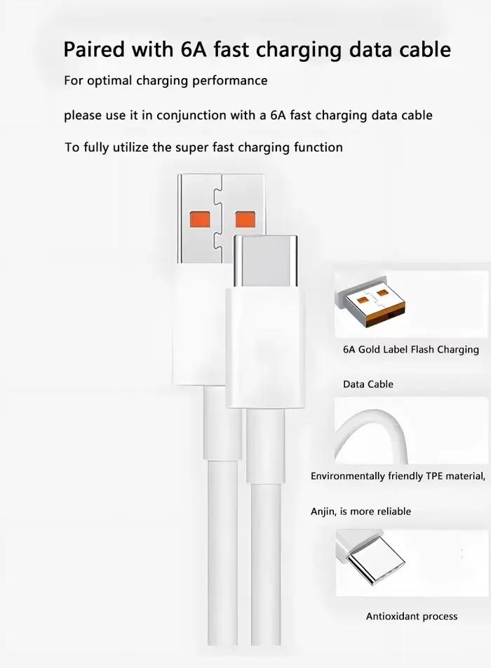 Chargeur USB rapide 90W pour Xiaomi 15 14 13 12 11 10 Ultra Note 12T 13 Pro Turbo Charge