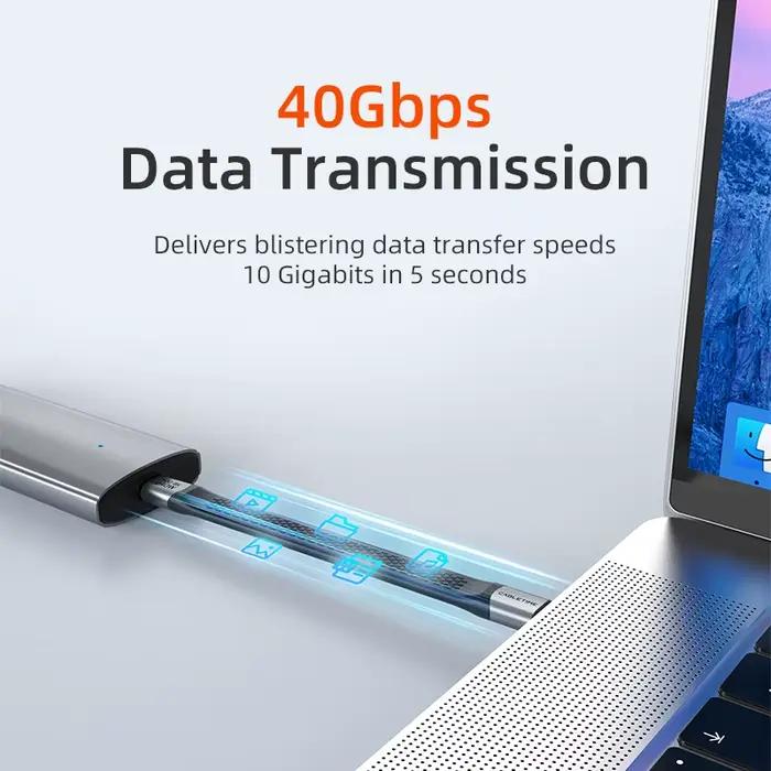 CABLETIME Câble de données USB4 40 Gbps 8K 60 Hz Type C Câble court PD 240 W Câble de charge rapide pour ordinateur portable Macbook IPhone15 16 iPad occasions professionnelles et numériques