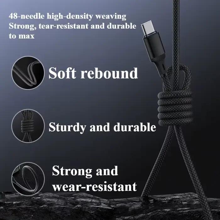 Câble de chargement rapide USB Lightning tressé pour données C à C adaptable à iPhone Apple Huawei Xiaomi Redmi Samsung occasions quotidiennes et cadeaux