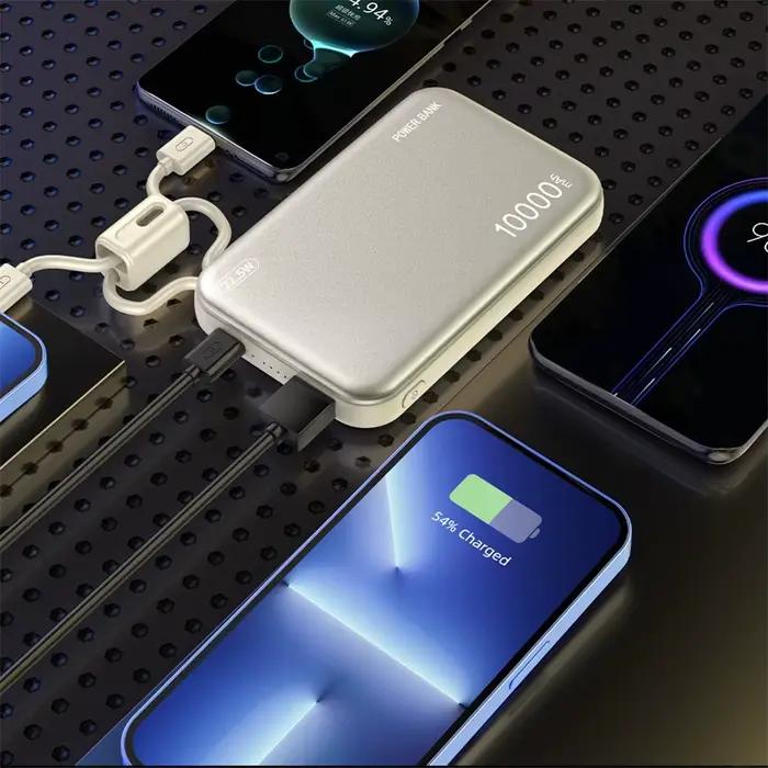 Batterie externe 20000mAh avec câbles intégrés