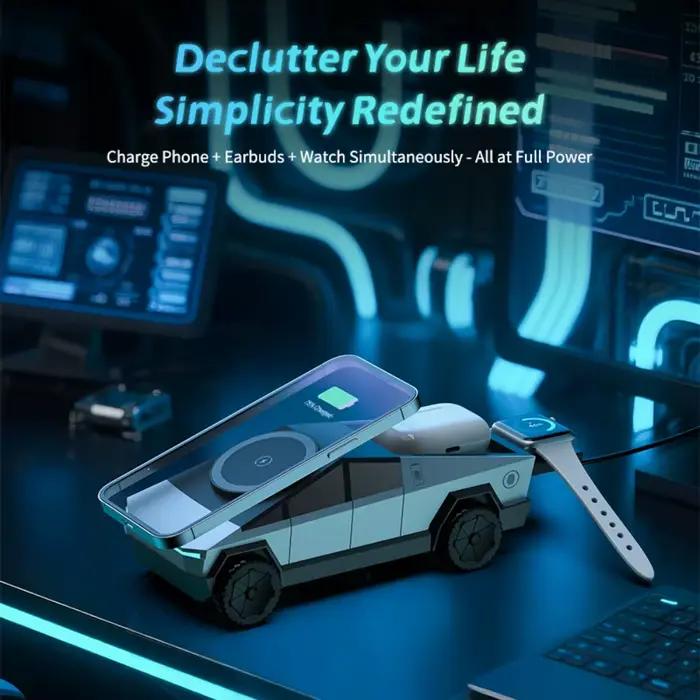 Cybertruck – chargeur magnétique sans fil rapide 3 en 1