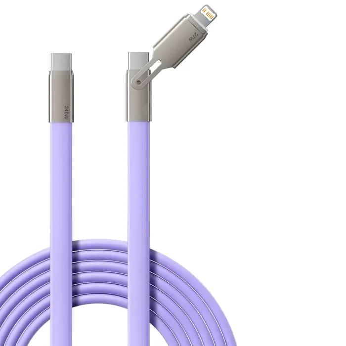 Câble de charge pour téléphone portable 2-en-1 USB-C vers Type-C