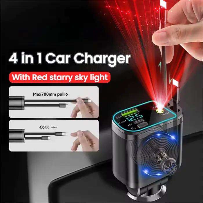 Chargeur de voiture rétractable 4 en 1