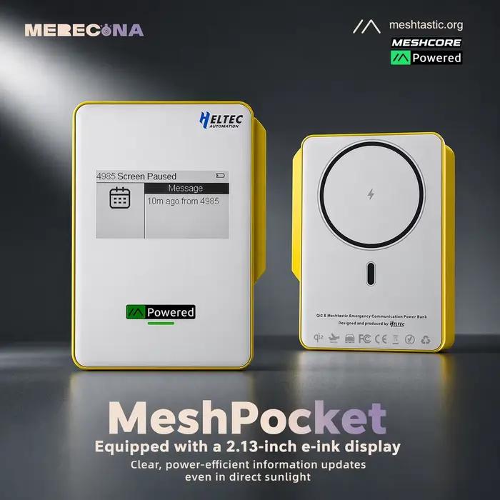 Batterie externe magnétique Heltec MeshPocket Qi2 5000/10000mAh 15W Charge rapide sans fil pour Meshtastic MeshCore iPhone Android ﻿ ﻿