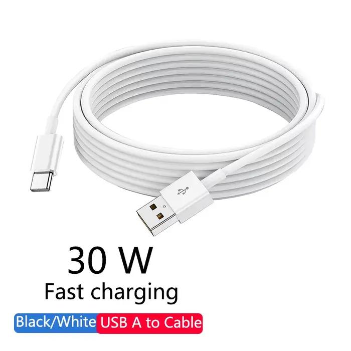 Câble de charge rapide USB A à Type C GeydrQ pour Samsung Huawei Xiaomi Téléphones Accessoires Charge Rapide Blanc Jaune Bleu Rouge Violet Gris Noir Vert