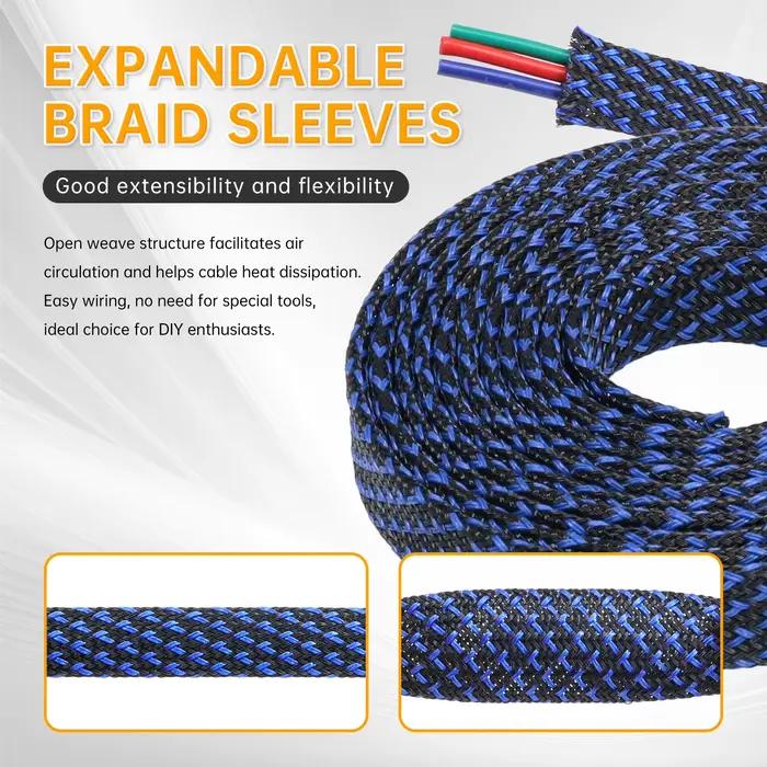 Gaine tressée en PET haute densité protection de câble flexible peau de serpent pour câbles électriques 2-16 mm longueur 1-50 mètres occasions professionnelles et résidentielles