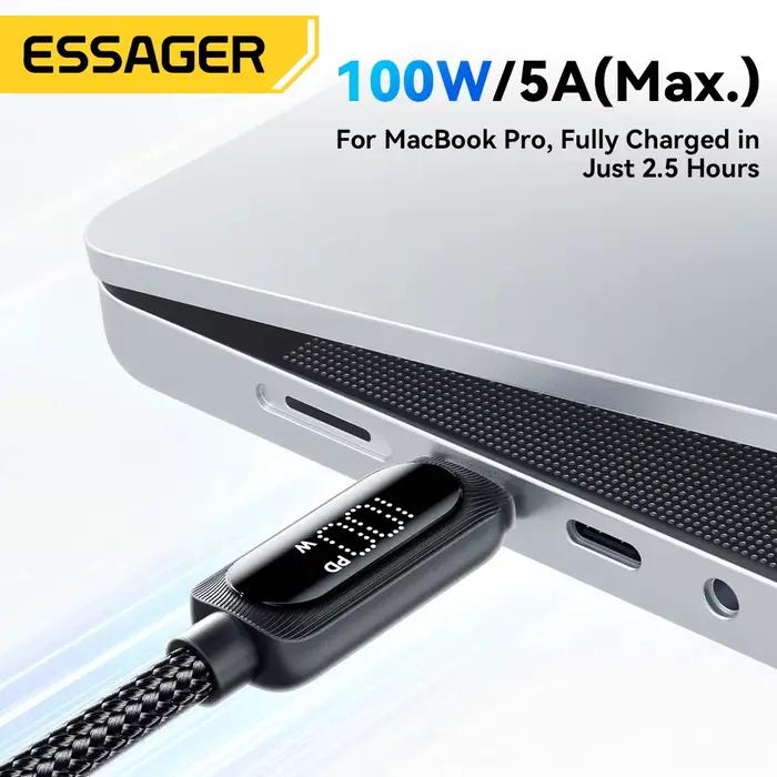 Câble Essager USB Type C rapide et synchro données pour Macbook Xiaomi Samsung en 1 2 ou 3 mètres