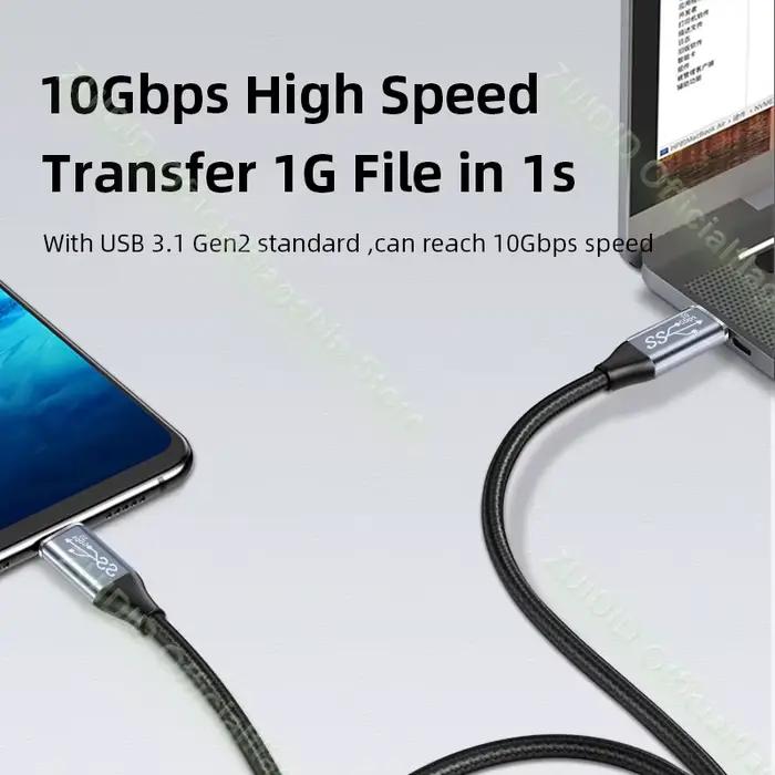 Câble USB Type C vers USB C 3.1 Gen2 10Gbps PD 100W 5A QC4.0 3.0