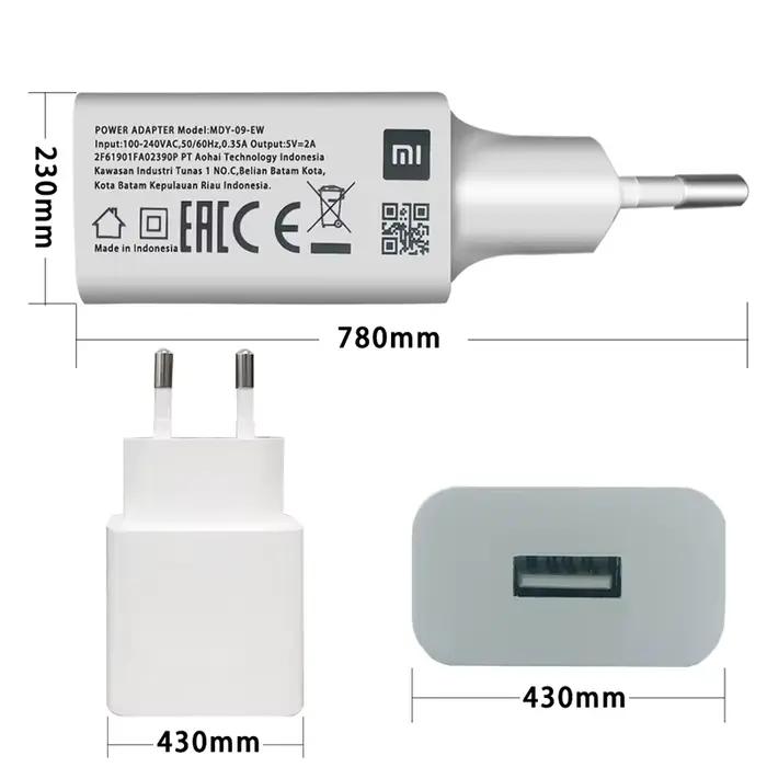 Chargeur d'Origine Xiaomi 10W 5V2A avec Câbles Micro USB et Type C pour Smartphones Xiaomi Occasions Spéciales