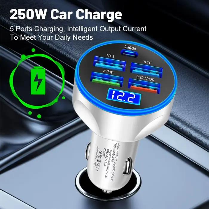 Chargeur de voiture PD 5 en 1 QC3.0
