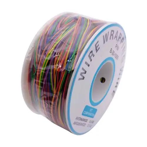Câble métallique 250M 30AWG 8 couleurs câble d'isolation caoutchouc cuivre pur pour télécommunication circuit imprimé maison modernisée