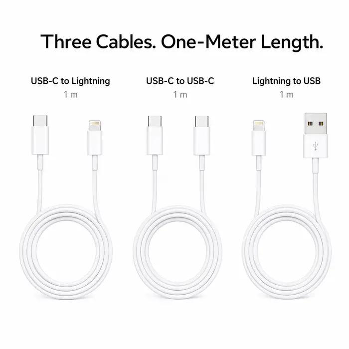 Adaptateur secteur USB-C 20W et USB 5W Apple d'origine, chargeur UE/US, câble USB-C vers Lightning Type C USB-A de 1m, 25W MagSafe pour iPhone 17 16 15 14