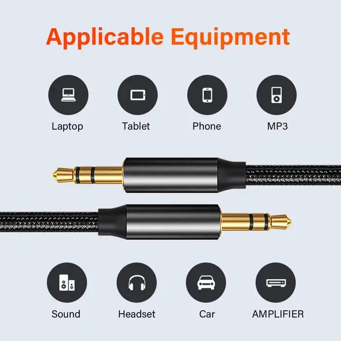 Câble Aux TRS 3 pôles plaqué or 3.5mm à 3.5mm