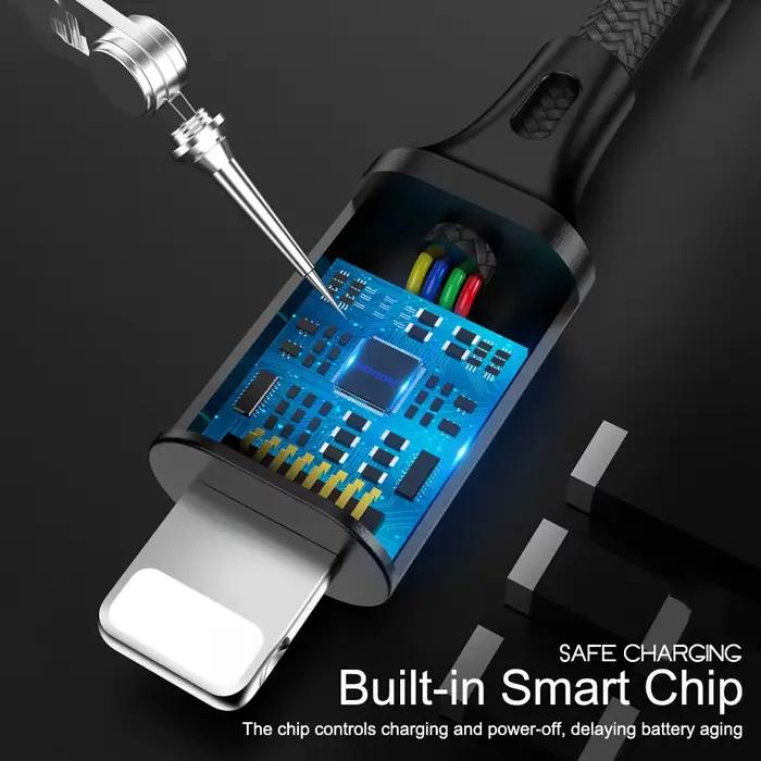 Câble USB de charge rapide pour iPhone 5 6 7 8 Plus X XS XR 11 12 13 14 Pro Max SE en tresse robuste avec des options de couleur et de longueur pour une utilisation durable et efficace