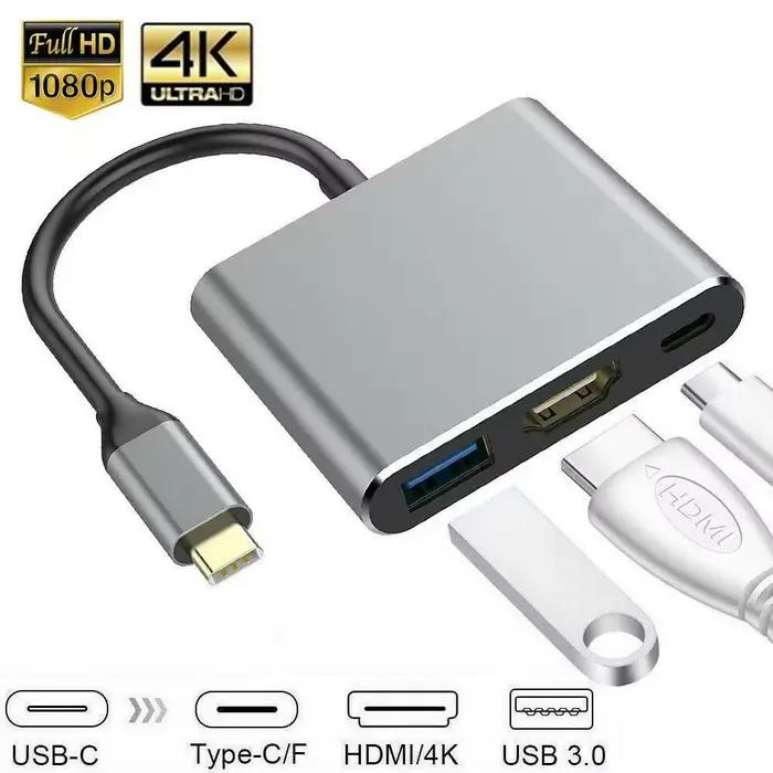 Hub USB-C 3 en 1 : type-c 3 en 1 PD100W+HDMI(4K/30 Hz)+USB3.0
