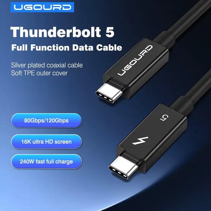 Câble coaxial Thunderbolt 5 OFC plaqué argent souple pour connectivité rapide et puissante pour eGPU Mac MINI SSD iPhone 16 MacBook occasions professionnelles et personnelles