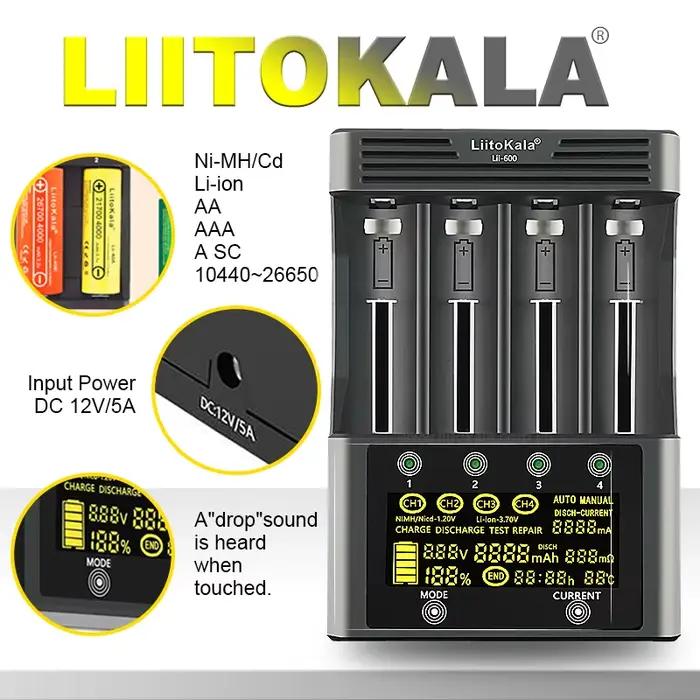 Lii-600 chargeur intelligent pour 18650/21700/26650/AA/AAA/Ni-MH/Li-ion