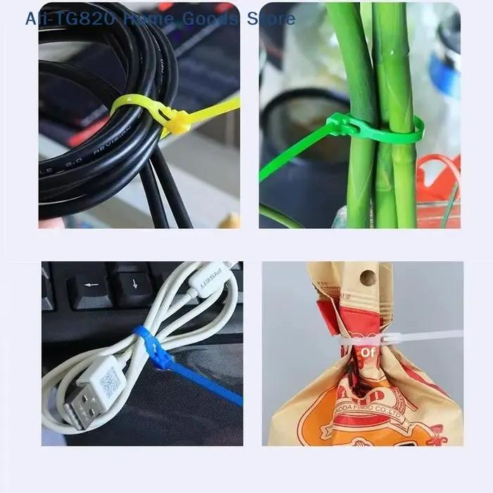 [TG820] 100 attaches-câbles détachables en plastique coloré