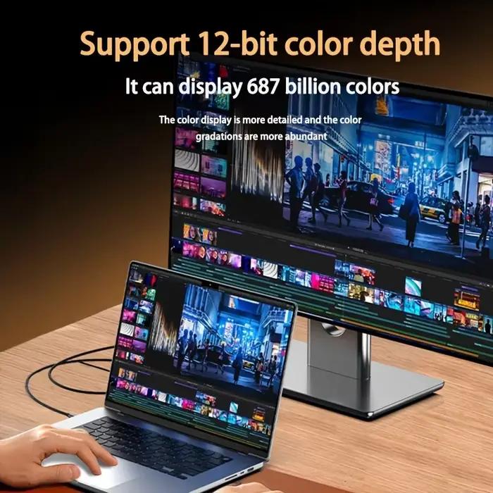 Câble USB C vers HDMI 4K@60Hz 2K@144Hz compatible HDTV pour convertisseur TV MacBook Air iPad Adaptateur USB-C Transmission vidéo