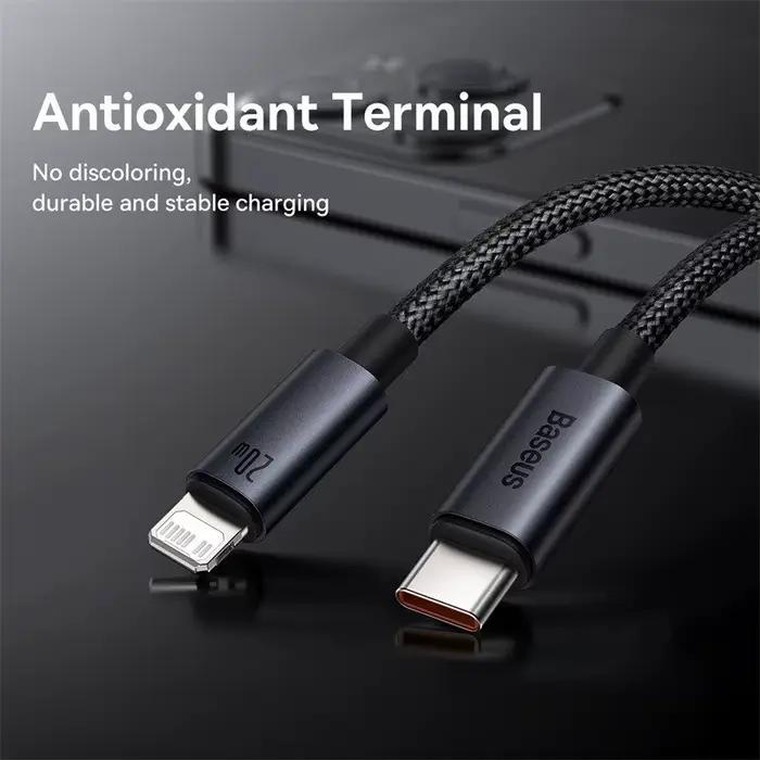 Câble USB de type C charge rapide 20W pour iPhone 14 13 12 Pro Max 12 Mini Pro Max tresse noire 1m