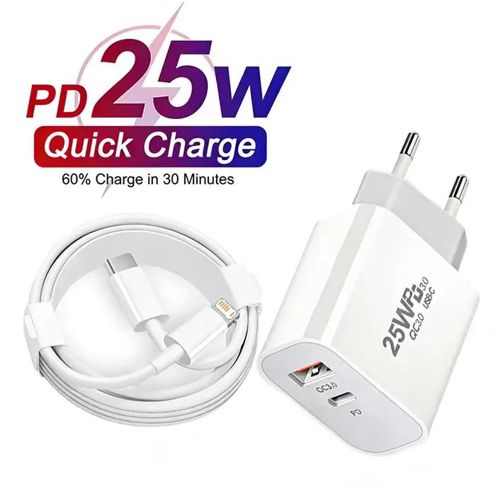 Chargeur rapide USB A + C EU 25W PD