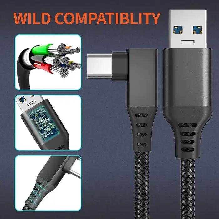 Câble de liaison VR Tahnuhna 16 pieds pour Meta Quest 3 Quest2 Pro PICO4 haute vitesse USB C connexion sans fil gaming expérience immersive pour les joueurs