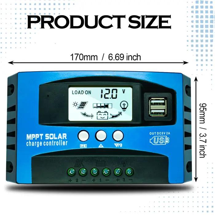 Polestar contrôleur de Charge solaire 12V 24V 60A 80A 100A double USB écran LCD cellule automatique MPPT panneau