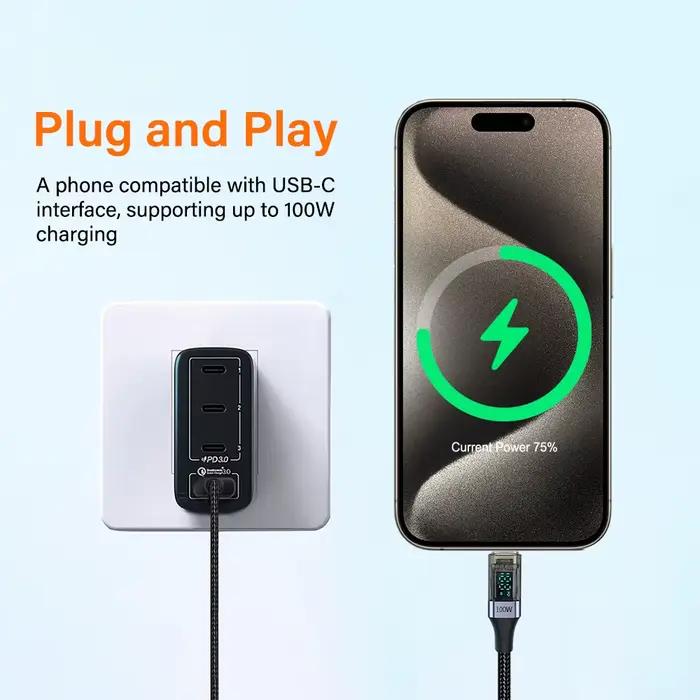 Câble USB C PD 100W, affichage numérique