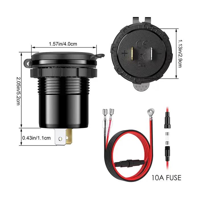 Charge rapide 3.0 36W voiture double chargeur USB QC3.0 étanche avec interrupteur voltmètre pour 12V/24V moto ATV bateau Marine RV