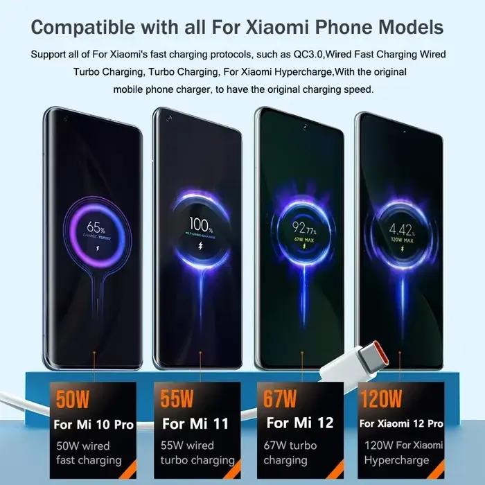 Câble USB Type C Original Xiaomi 120W Tipo 6A 67W Turbo Charge Rapide pour Mi 17 Pro Max 15 14 Ultra 13 Pro Redmi Note 15 Poco X6