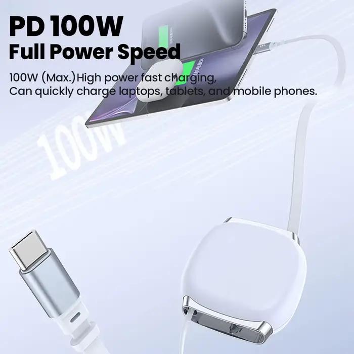 Elough Type C à Type C câble 100W pour iPhone 16 15 Samsung iPad Carplay PD câble télescopique de voiture de charge rapide cordon de données USB C
