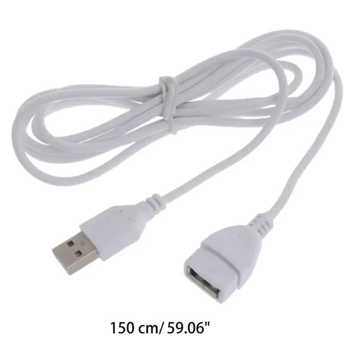 Câble d'extension USB blanc mâle vers femelle 150 cm pour appareils intelligents usage quotidien