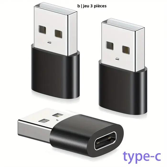 Paquet de 3 adaptateurs USB vers USB C