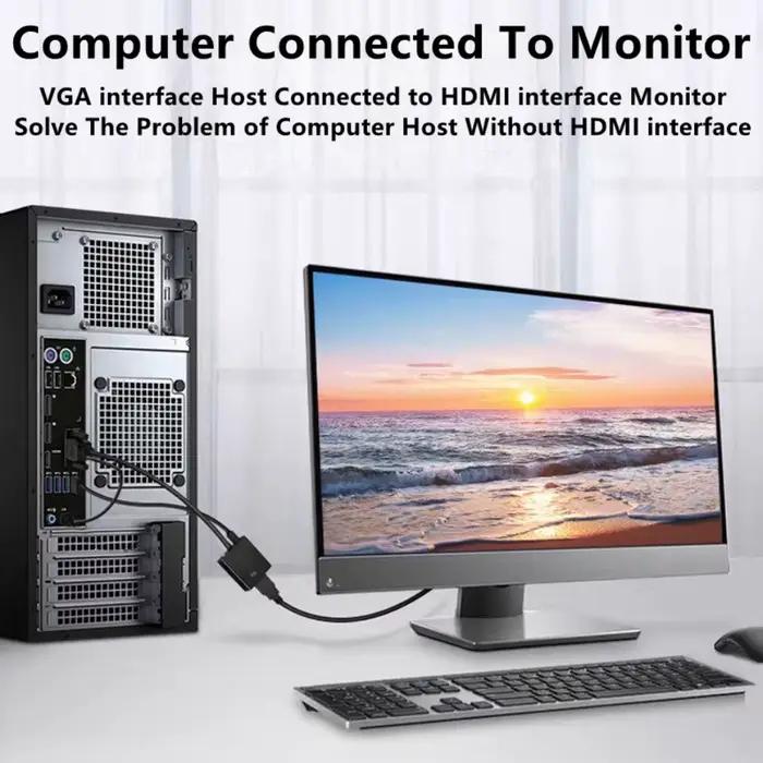 Câble adaptateur VGA vers HDMI HD 1080P avec sortie Audio 3.5mm pour PC portable vers projecteur ou HDTV conversion USB alimentée occasions spéciales