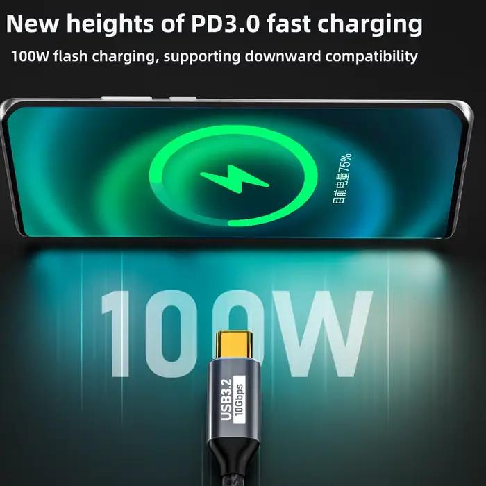 Câble USB C 3 Gen2 10Gbps pour charge rapide et transfert de données rapide MacBook Pro Samsung Xiaomi