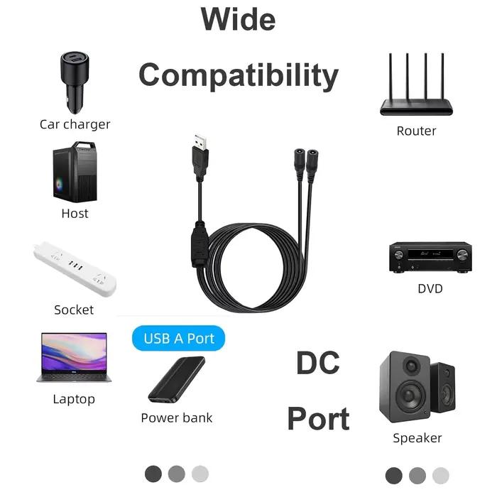 Câble d'alimentation USB vers double DC