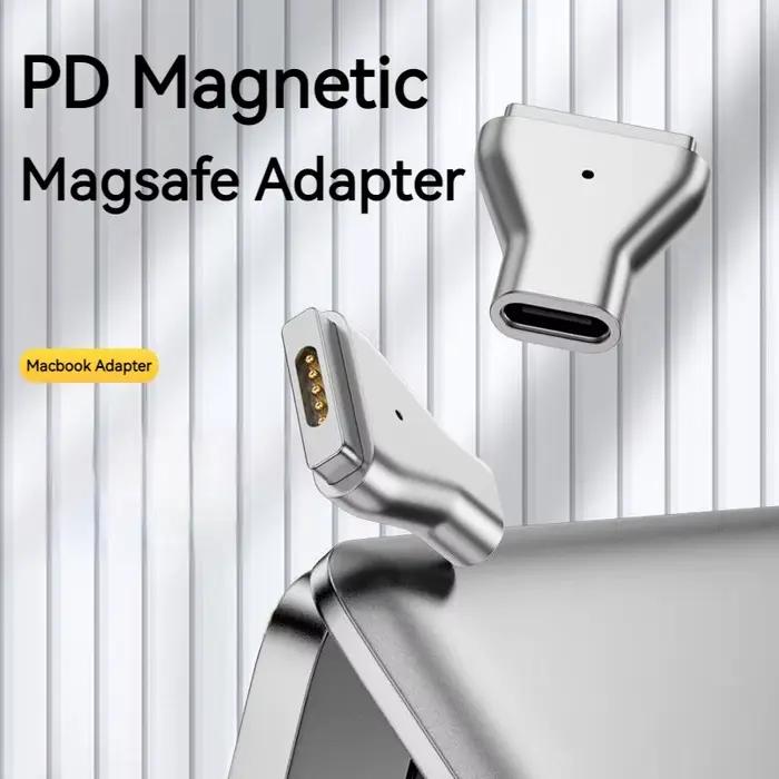 Adaptateur PD magnétique USB Type C en aluminium 100W, pour Magsafe 1 2 3 MacBook Air Pro, indicateur Led, charge rapide, convertisseur de prise magnétique